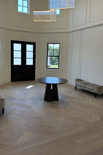 herringbone hardwood floor installation Dedham MA